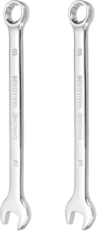 sourcing map 2Pcs Combination Wrench 10mm Metric 12-Point Box and Open End | CR-V Steel Double Ended Spanner Tool,for Automotive Pipe Furniture Machinery DIY Repair,Silver White