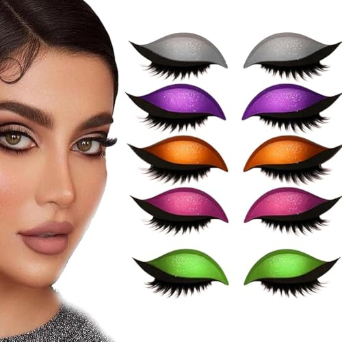 5 adesivi per ciglia Lazy Eyeshadow, trucco occhi colorato 3D 2 in 1 naturale, impermeabile e riutilizzabile per una serata glamour