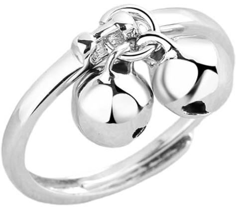 Holibanna Anello Regolabile Design Creativo e Grazioso Donna in Rame Doppia Campanella Anello Aperto Decorativo Elegante per Uso Quotidiano