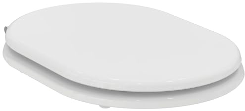 Ideal Standard Fiorile Sedile WC, forma arrotondata, Sedile del water resistente, incluso set di cerniere per una facile installazione, realizzato in materiale robusto – Bianco (345x475 mm)