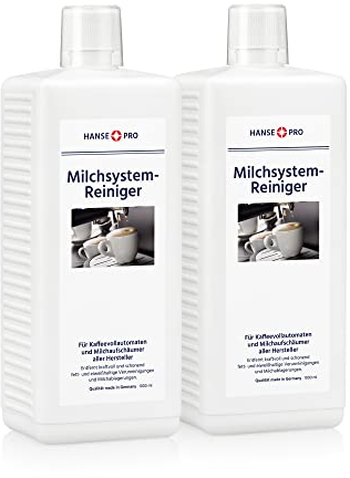 HANSE PRO Milchsystem-Reiniger, 2 x 1000 ml I Milch-Reiniger I Milchschaum-Reiniger I Reiniger für Milchaufschäumer, Kaffeevollautomaten Sahneautomaten I ideal für Jura Krups Philips uvm.