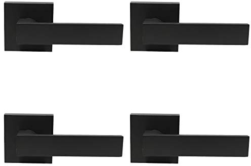 Probrico 4 Pack| Dummy Door Handles in Matte Black, Non-Turning Interior Door Levers, Heavy Duty Reversible Indoor Handles for Closet Pantry