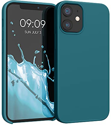 kwmobile Handyhülle für iPhone 12 mini Hülle, für iPhone 12 mini Case - Hülle Silikon - kabelloses Laden - Petrol matt