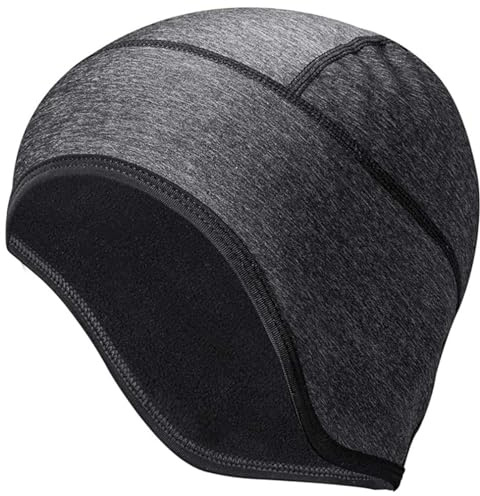 ROCKBROS Cycling Skull Cap with Ear Covers, Thermal Sports Beanie Hat Fits Under Helmets, Windproof Elastic Reflective Beanie Helmet Liner Caps for Biking Motorcycling Running Skiing Men Women Grey