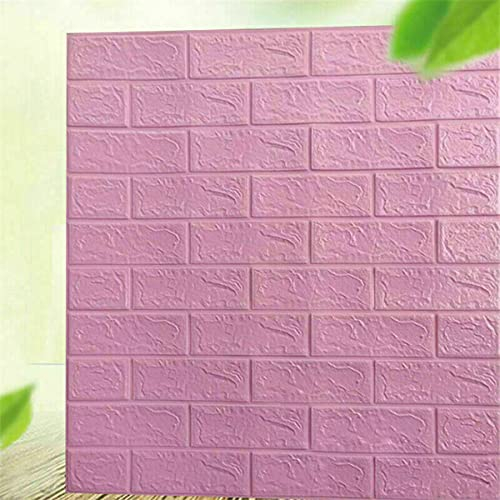 HEZHU 10 tlg 3D Tapete Wandpaneele Selbstklebend Ziegel Wasserfest Wandaufkleber (Rosa)