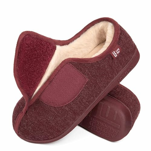 LongBay Women's Wide Fit Memory Foam Slippers Comfy Cozy Arthritis Edema Diabetic House Shoes