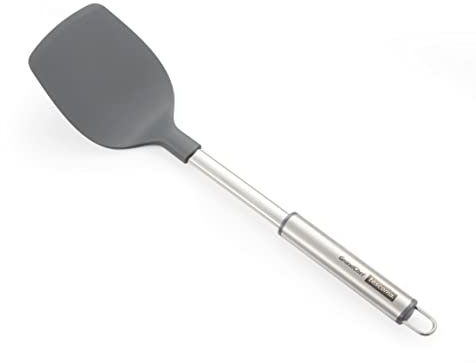 Tescoma - 428303, GrandChef, Paletta da Cucina, Flessibile, Nylon e Acciaio Inossidabile, con Gancio, 36.5 cm, Grigia