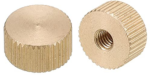 sourcing map Dadi zigrinati zigrinati, 4 pezzi, M4 x D12 mm x H6 mm, in ottone, dadi zigrinati a testa piatta per foro cieco, dadi di regolazione per parti di stampante 3D
