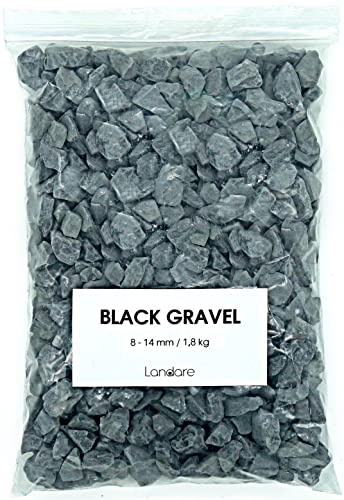 Landare Gravier Noir 1,8Kg - Gravier Aquarium - Gravier Decoratif - Cailloux Decoratif - Gravier Jardin Exterieur - Galet - Cailloux Aquarium Decoration (8-14 mm)