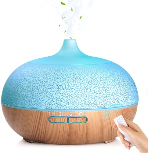 Diffusore di Oli Essenziali 550ML,GeeRic Ultrasuoni Umidificatore 7 Color LED Silenzioso Purificatore d'Aria Diffusore di Aromi Nebulizzatore per Oli Profumati per Casa Ufficio Yoga Marrone