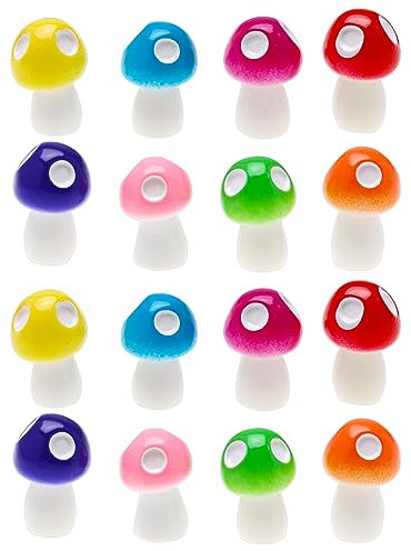 eMagTech 50pcs Fée Jardin Champignons Multicolore Résine Mini Figurines Statue Ornements Décors pour Miniature Jardin Plante Décoration Maison de Poupée Micro Paysage