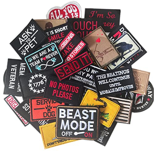 TXSN 20 Stück zufällige taktische Moral-Patches, volle Stickschlaufe und Hakenverschluss, Set für Mützen, Taschen, Rucksäcke, Geschirr, Westen, Militäruniformen, taktische Ausrüstung usw