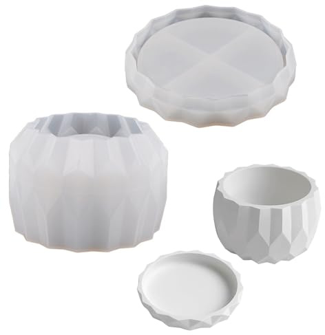 Stampi in Silicone per Candele con Coperchio con Coperchio Portacandele Colata Stampo per Candela in Silicone Stampo per Portacandela in Calcestruzzo per Portacandele, Vasi da Fiori