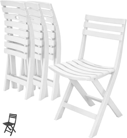 VIRSUS Set 4 Sedie da Giardino Pieghevoli in Polipropilene, misura 41x44x78 cm, Sedia Richiudibile Senza Braccioli per Esterno ed Interno, Made in Italy -BIRK2739 (Bianco)