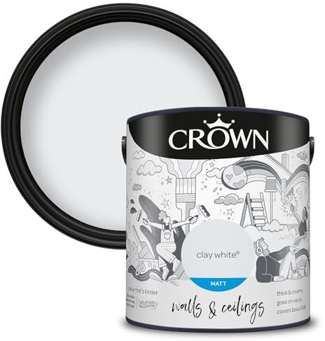 Crown Walls & Ceilings Matt Emulsion Paint, Size 2.5L, Clay White