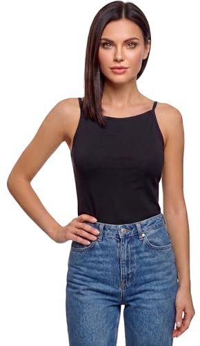 o-day Coconuda - Camiseta de tirantes para mujer de algodón bielástico, hombro ancho y hombro estrecho, camiseta de tirantes ajustada S-XL, XL
