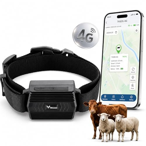TKMARS Traceur GPS 4G pour Chien de Chasse, Cheval et Bétail, Collier GPS Étanche IP66 sans Abonnement, Localisation Temps Réel, Historique de Trajet, Autonomie 30 Jours TK935