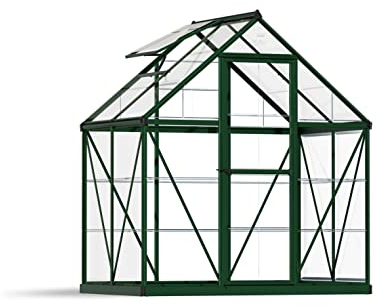 Canopia by Palram Gewächshaus klein Harmony 6x4 Treibhaus185x126 cm Aluminium Grün Tomatenhaus Polycarbonatplatten UV-beständig