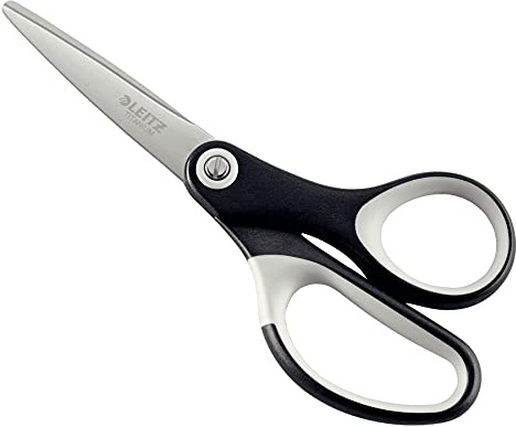 Leitz 54156095 - Tijeras de titanio, Para diestros y zurdos, Mango ergonómico, Largo 15 cm, Negro