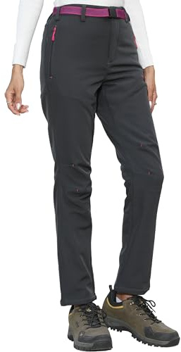 Tofern Waterproof Trousers for Women Fleece Lined Softshell Pants Grey