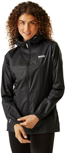 Regatta Pack-it III Chaqueta con Capucha Impermeable, Transpirable, Sin Forro Y Ligera Jackets Waterproof Shell, Mujer, Black, 26