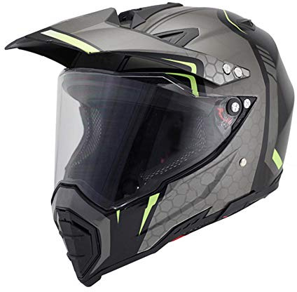 Woljay Casco da Moto Doppio Sport Casco da Fuoristrada Caschi da Motocross Sporco Bicicletta UTV ATV (X-Large, Nero+Argento)