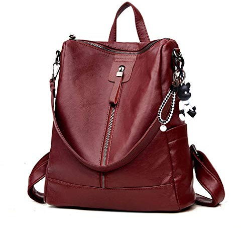 AINUOEY Mujer Bolsos Mochila Casual Bandolera Marca Mediano Antirrobo Italianos PU Cuero 76613 1 Piezas Burdeos