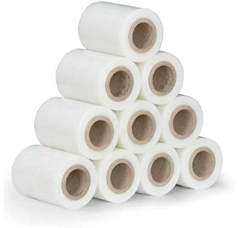 10x Mini Pellicola Estensibile 10 cm x 150 m, 23 my, Trasparente, Pellicola per Pallet, Pellicola da Imballaggio, Pellicola da Avvolgimento