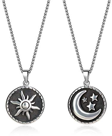 GAVU Geschenkideen Partner Halskette mit Sonne Mond Sterne Anhänger aus Edelstahl