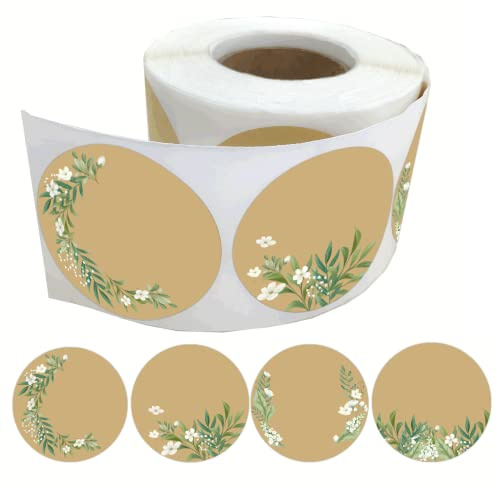 Kraft Floral Wreath Canning Jars Label 2 inch Handmade Mason Jar Stickers Natural Brown Spice Bottle Labels for Gift Seal,Organizing,Pantry,Price Tags 300pcs