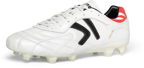 KELME Soccer Cleats Men Pro Calfskin Leather Soccer Shoes Outdoor Firm Multi Ground Football Sneaker Unisex Adult White, 7