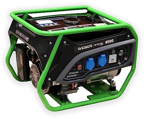 WEBER ENERGY Generatore di Corrente Portatile 2700W a Benzina con 2 Prese 230V, Motore 4 Tempi Silenzioso, Serbatoio 15L, Perfetto per Casa, Officina o Esterno