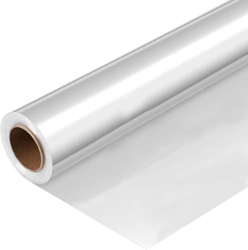 YSTrillion 50M x 40Cm Cellophan Geschenkpapier Rolle,Transparent Zellophanrolle Zellophan Rolle für Geschenkkörbe,Floristen,Snack,Blumenstrauß,Obst,Kunst,Party