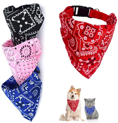 4 Pack Washable Dog Bandanas - Adjustable Boho Style Pet Scarves for Small to Medium Dogs & Cats - Stylish, Durable, and Soft Pet Accessories for Everyday Wear & Special Occasions