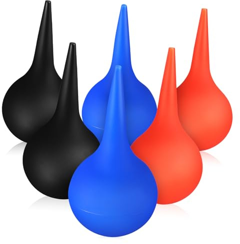 HAWILLOSCH Bolsa Para Bulbo Auditivo De Goma 6 Piezas 60ml (negro, Azul, Naranja) Compresora Para Lavado De Oídos Limpieza Profunda Succión Para Bebés Niños Adultos Uso Familiar