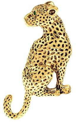 Vintage Leopard Lapel Brooch Pin for Women Men Fashion Punk Rhinestone Animal Cheetah Collar Suit Jackets Coat Dress Backpacks Pins Gothic Cool Panther Cougar Boutonniere Corsage Jewelry Decoration (Gold-Tone)