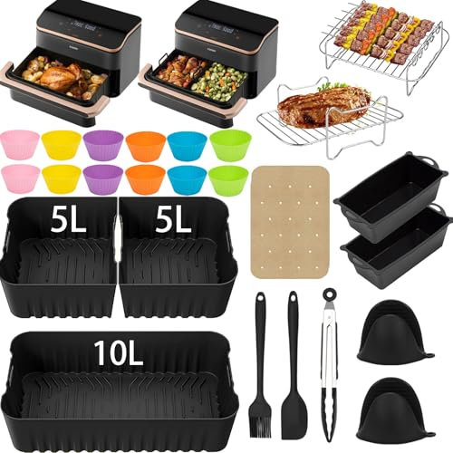 Cosori Accessoires pour friteuse à air chaud Cosori 10 l Avec moule en silicone Cosori Twinfry Friteuse à air chaud, grille de barbecue, moules à pain, pince de cuisine, etc