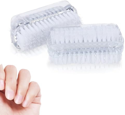 OHREN 2 pezzi Spazzola per unghie doppia faccia, spazzolino unghie mani, spazzola unghie, spazzole per la pulizia in plastica, universale, per la pulizia di mani e unghie (Trasparente)