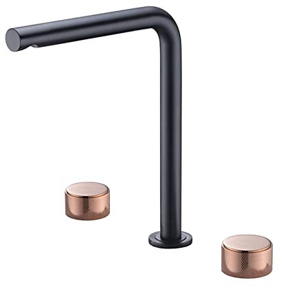 Baño Negro, Baño Compatible con Lavabo de 3 Orificios, Lavabo de baño, Grifo Mezclador de Lavabo de latón de Doble manija, Lavabo de vasija, Lavabo de tocador, Compatible con baño