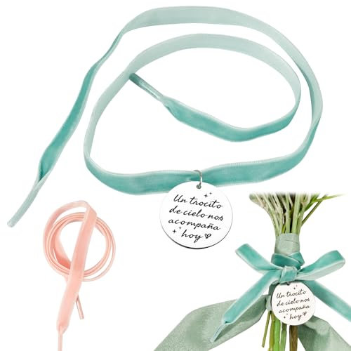 BOFUNX Medalla Ramo de Novia Chapa para Ramo de Boda Regalo para Novia con Cinta de Terciopelo para Flores un Trocito de Cielo Nos Acompaña Hoy