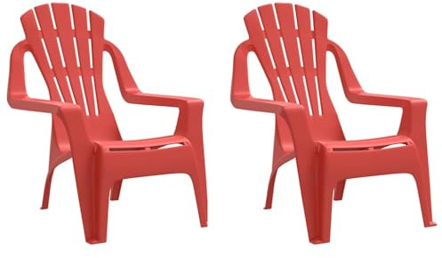 Arborthrum Lot de 2 chaises de jardin pour enfant - Pour balcon, terrasse, jardin, salon - Rouge - 37 x 34 x 44 cm - Polypropylène - Aspect bois