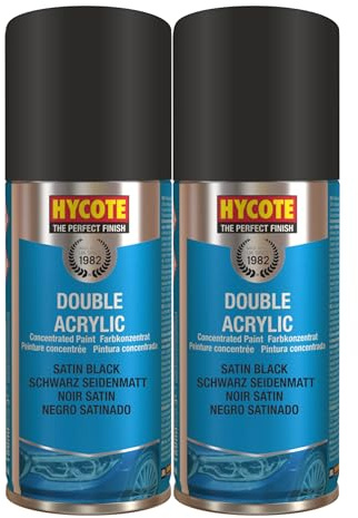 Hycote Double Acrylic Aerosol Car Spray Paint, Satin Black, 150 ml
