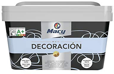 Macy Pintura Plástica Mate Decoración Interiores Excelente Cubrición, Acabado Perfecto. Color Azul Bebé. 4 Litros