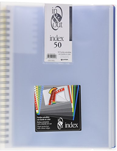 Grafoplas - Carpeta de Fundas Extraibles, A4, 50 Fundas Transparentes con Reborde en 5 Colores