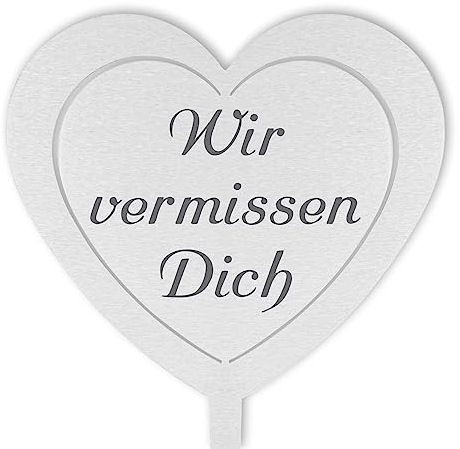 DOLORINO Grabstecker 'Wir vermissen Dich', Grabschmuck, eine wetterfeste Erinnerung aus Edelstahl, eine wetterfeste Erinnerung aus Edelstahl