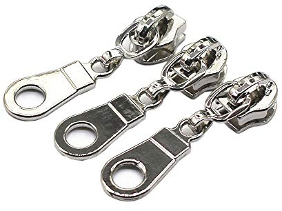 YaHoGa 50PCS #5 Silver Pulls for Nylon Coil Zippers Shiny Silver Zipper Sliders for Luggages Purses Bags Bulk(Shiny Silver)