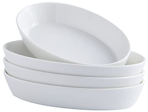 Auflaufform Backform aus Keramik, [4er Set] Kleine Auflaufförmchen für 1 Personen, Ideal für Lasagne Tiramisu Crème Brûlée, 340ml