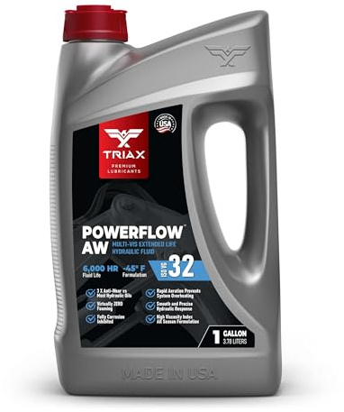 TRIAX Powerflow AW 32 Multi-Viscosity HLP Hydraulic Oil | 6,000 Hour Extended Life | Triple Anti-Wear | True All Season | Pour Point Down to -40F | Virtually Zero Foaming (1 Gallon)