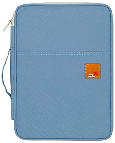 El-fmly A4 Document Portable Organizer Bag Waterproof Portfolio Office Zipper Case for Travel Office Business Holiday Meeting Interview (Light Blue)