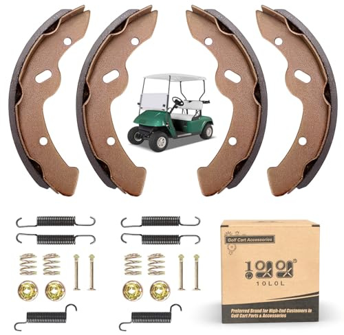 10L0L Golf Cart EZGO Brake Shoes Pads & Brake Spring Kit Assembly Fits EZGO TXT Medalist 1997~2008, Workhorse 1996~2012, Yamaha G14-G20, Replace OEM 27943G01 27944G01 70795G01 JN6-F5331-01-00
